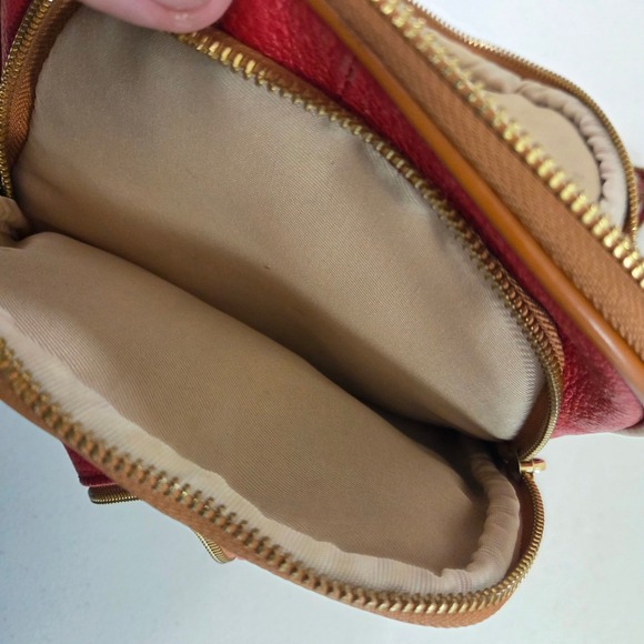 Valentina Red Pebbled Italian Leather Sling Backpack Convertible Small Bag - Picture 5 of 10